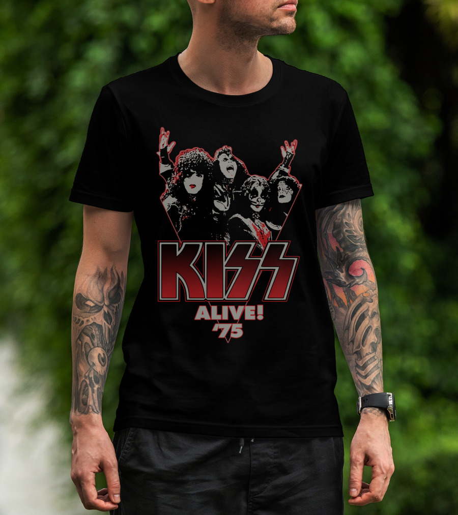 Kiss Alive 75 Concert Tour Poster Iconic Band Members T-Shirt