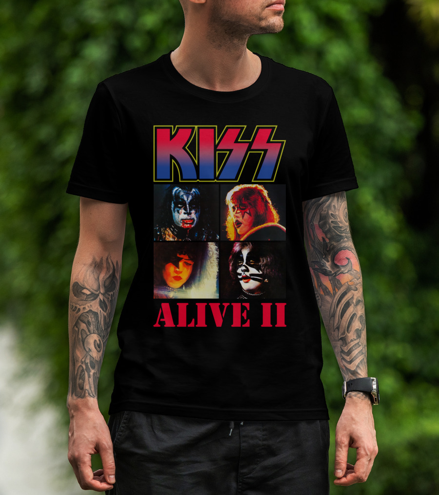 Kiss Alive Ii Classic Band Members Photo Collage T-Shirt