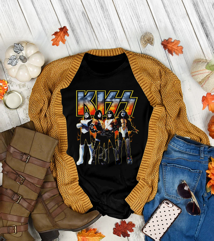 Kiss Band Members In Iconic Rock Style T-Shirt