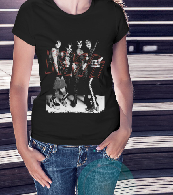 Kiss Band Classic Members Black And Whitephoto T-Shirt