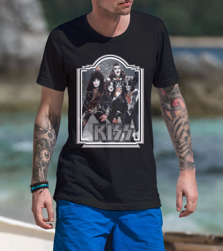 Kiss Band Iconic Makeup And Costumes 1970S Retro Style T-Shirt