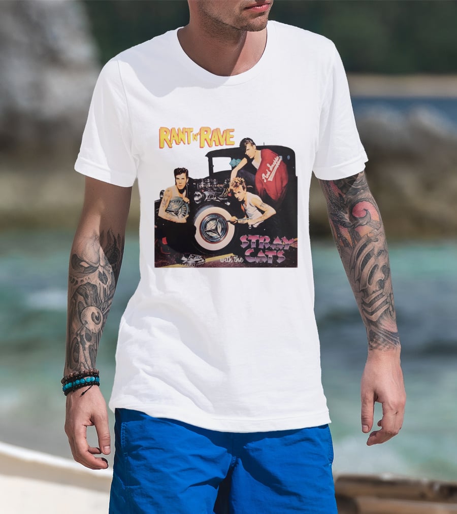 Rant N' Rave With The Stray Cats Rockabilly Band Vintage Style T-Shirt