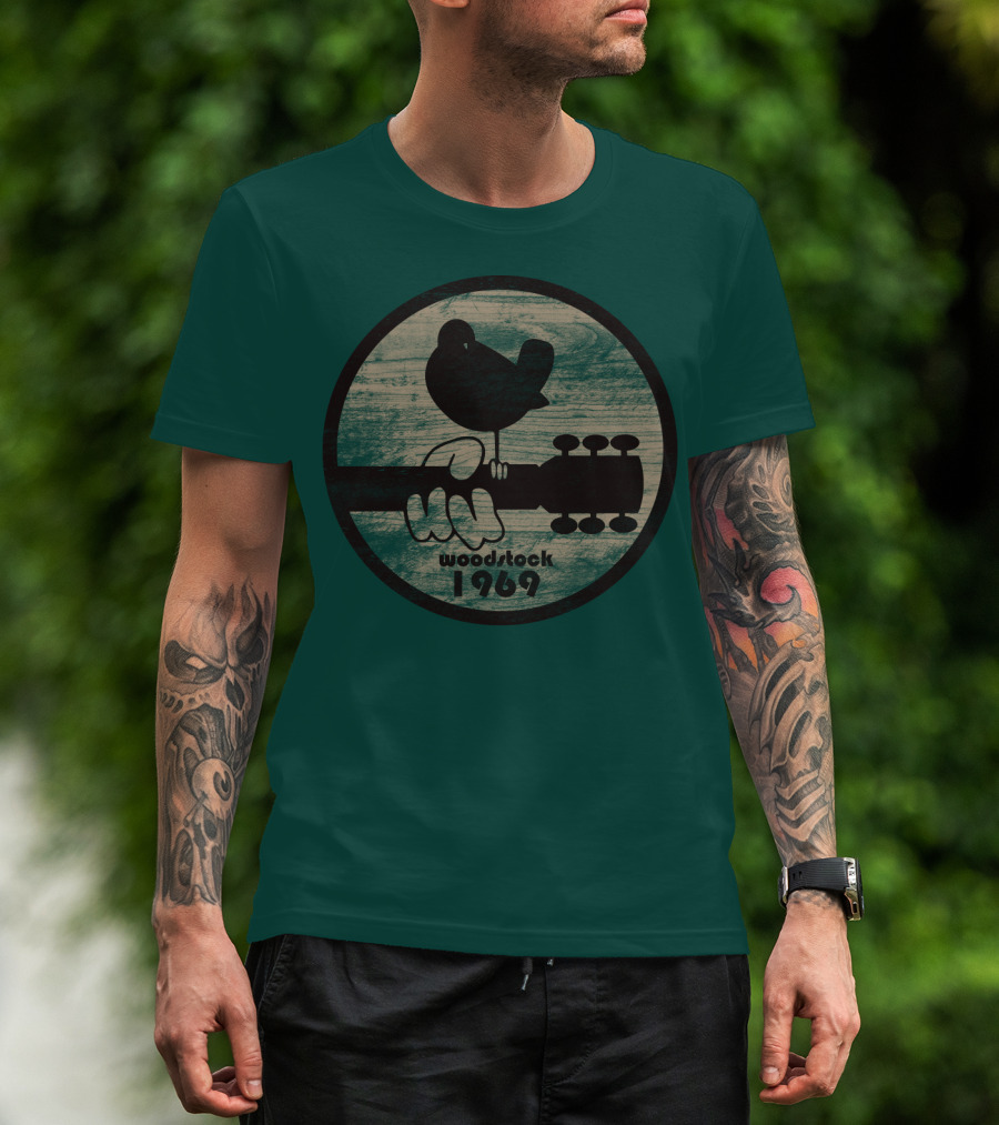 Woodstock 1969 Vintage Bird On Guitar T-Shirt