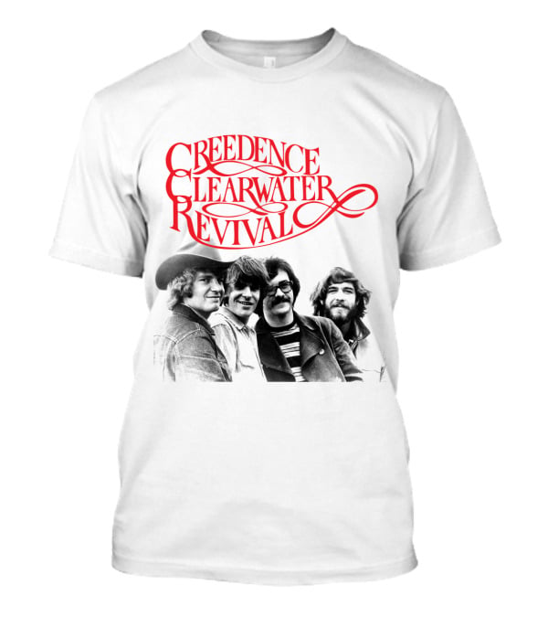 Creedence Clearwater Revival Band Photo Red T-Shirt