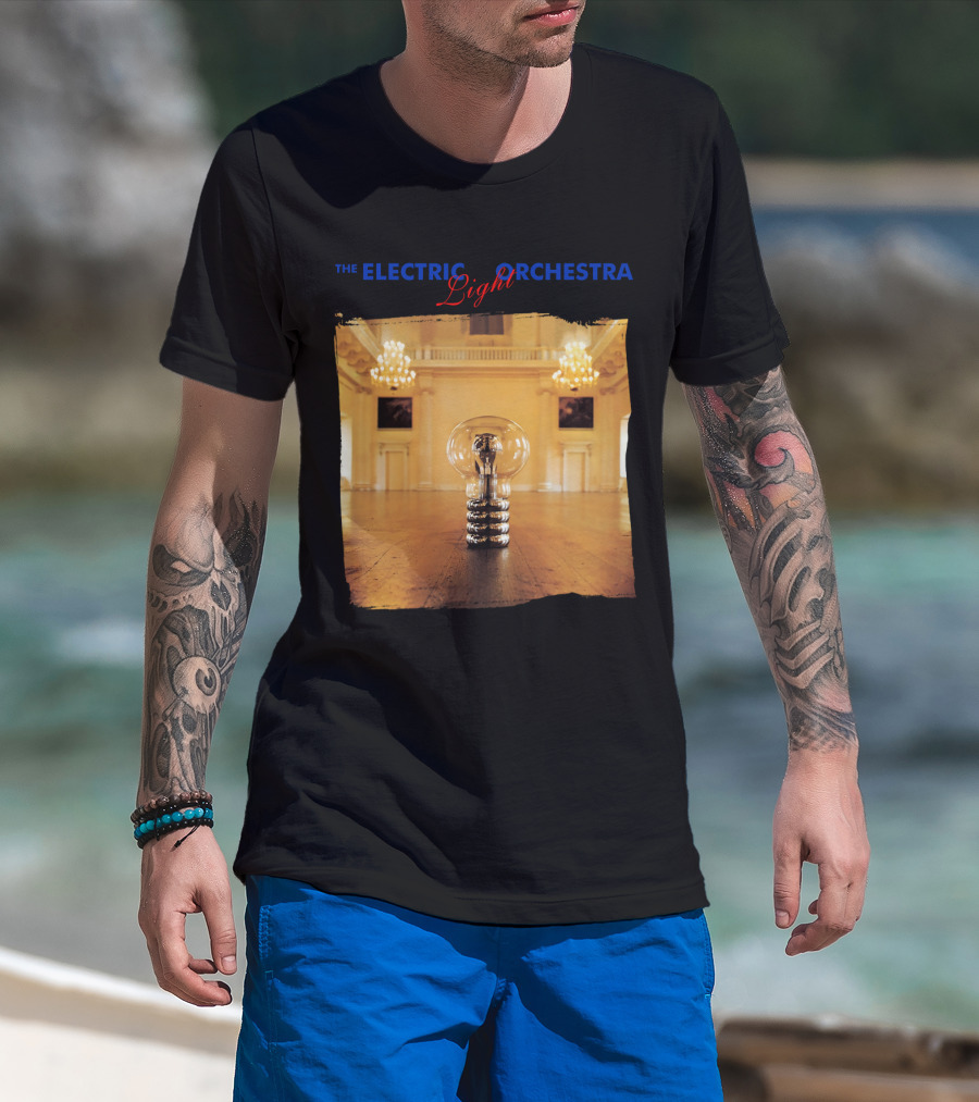 Electric Light Orchestra Lightbulb Room Chandelier Scene T-Shirt
