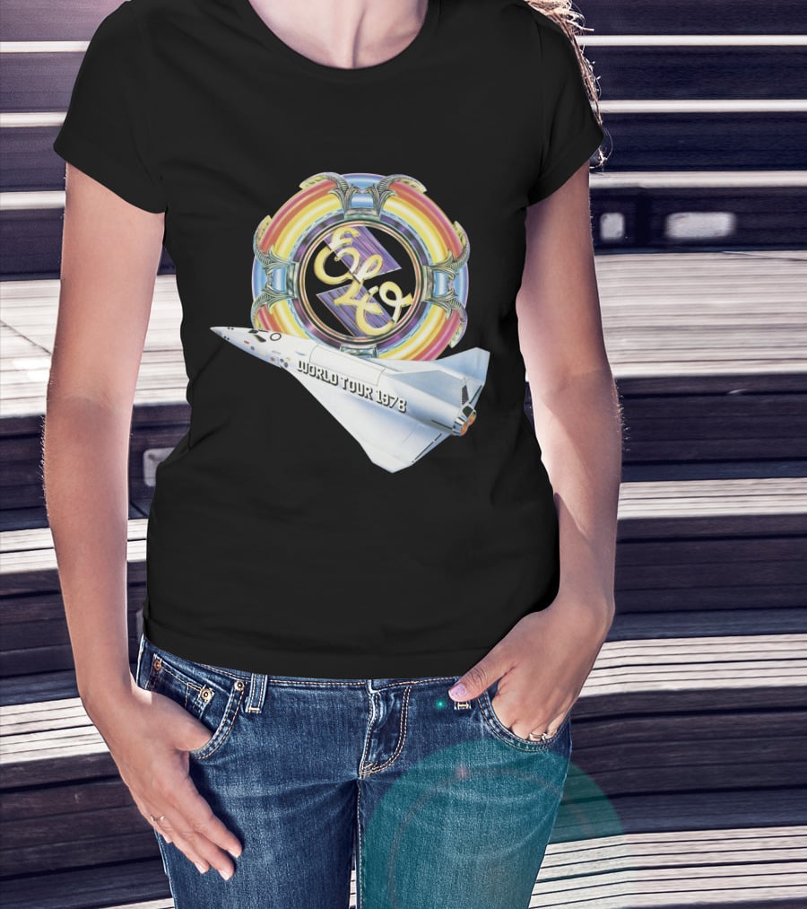 Electric Light Orchestra World Tour 1978 Logo With Spacecraft T-Shirt