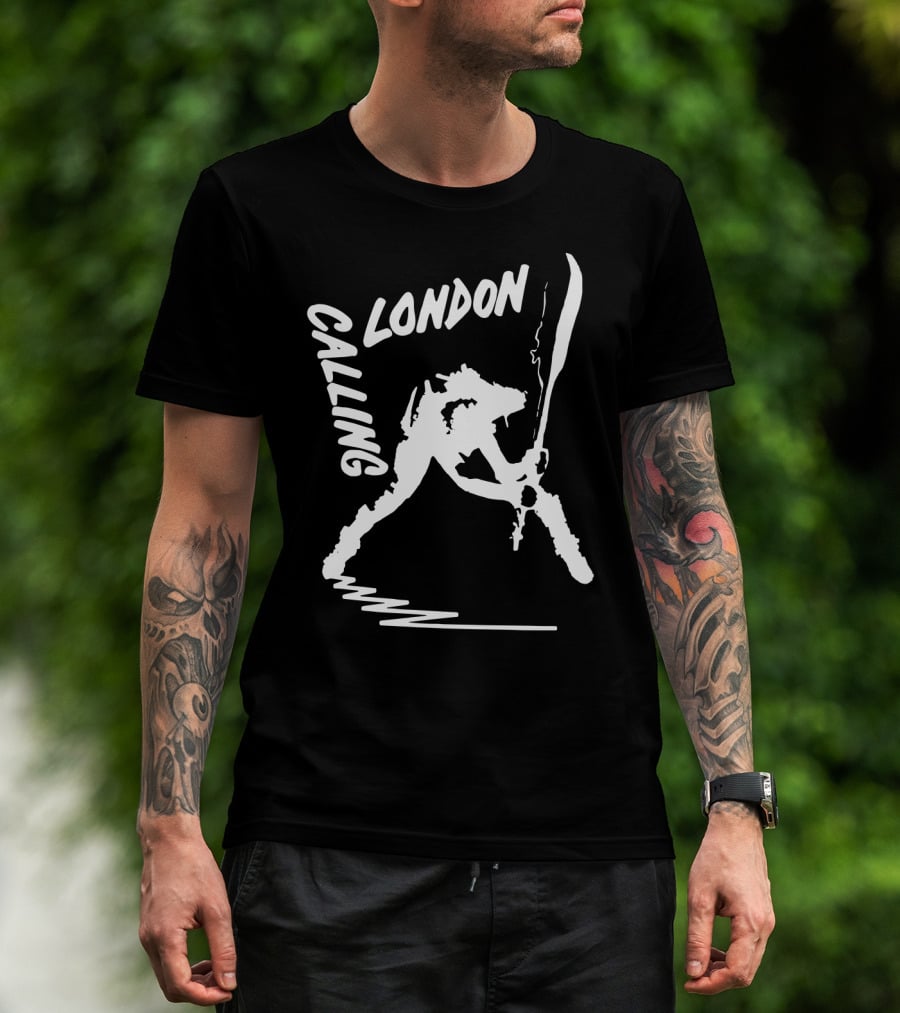 London Calling Punk Rock Guitarist Silhouette T-Shirt