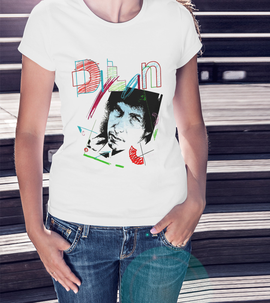 Dylan Graphic Portrait With Colorful Abstract Elements T-Shirt