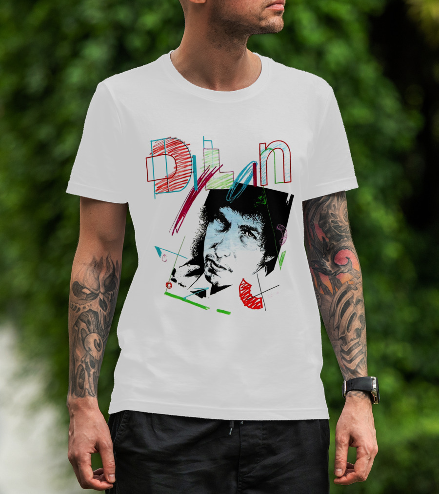 Dylan Graphic Portrait With Colorful Abstract Elements T-Shirt