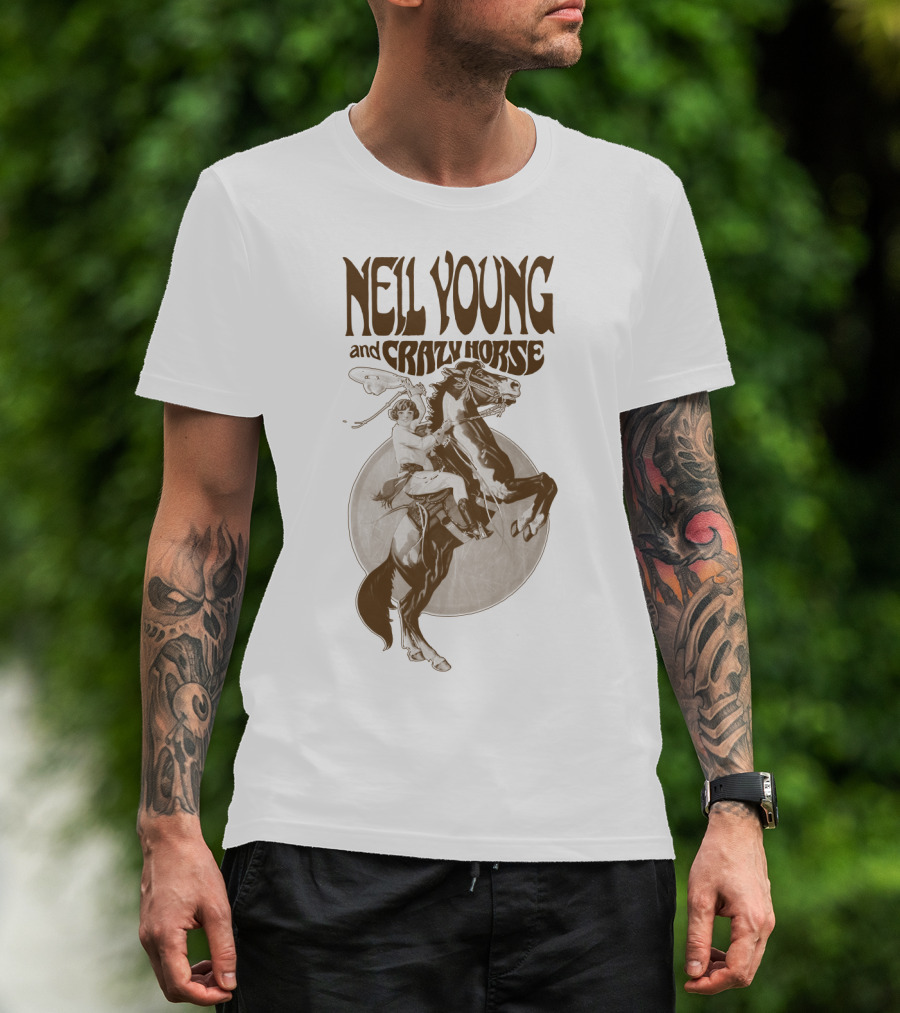 Neil Young And Crazy Horse Cowboy Rider Retro Style T-Shirt