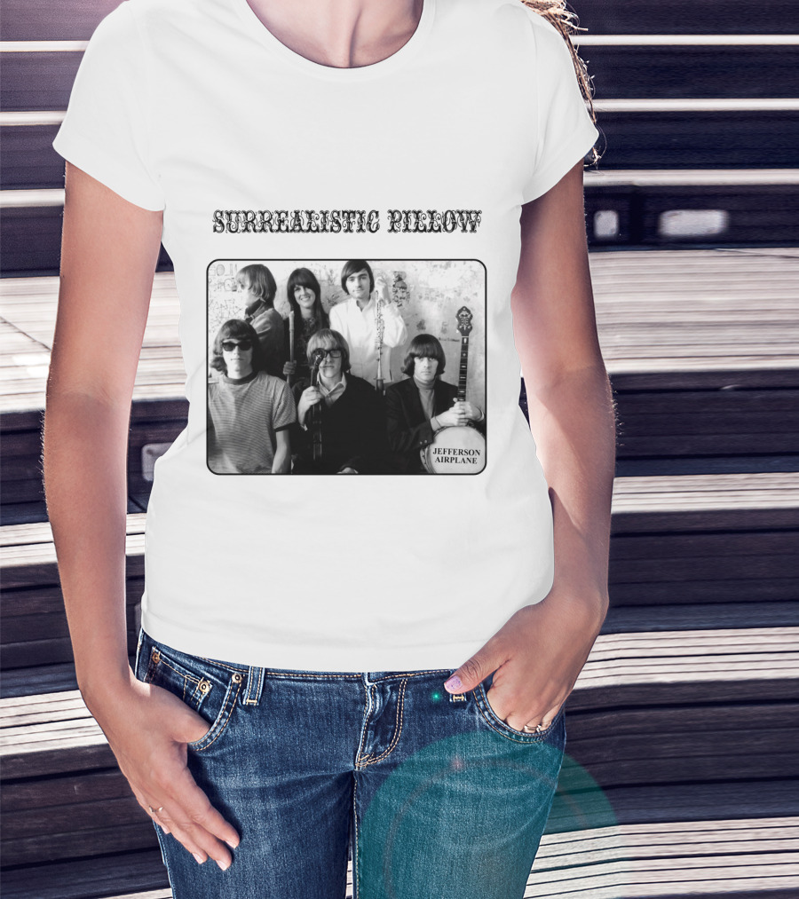Surrealistic Pillow Jefferson Airplane Album Cover Black And White Photography T-Shirt