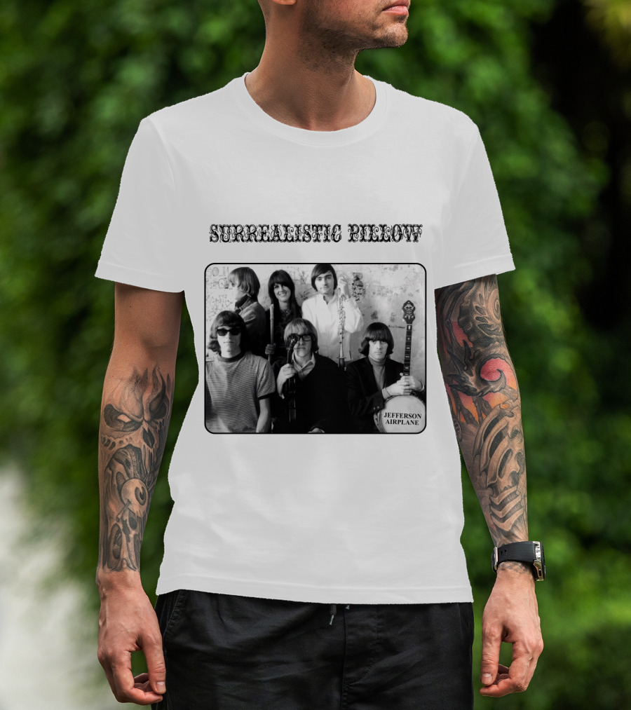 Surrealistic Pillow Jefferson Airplane Album Cover Black And White Photography T-Shirt
