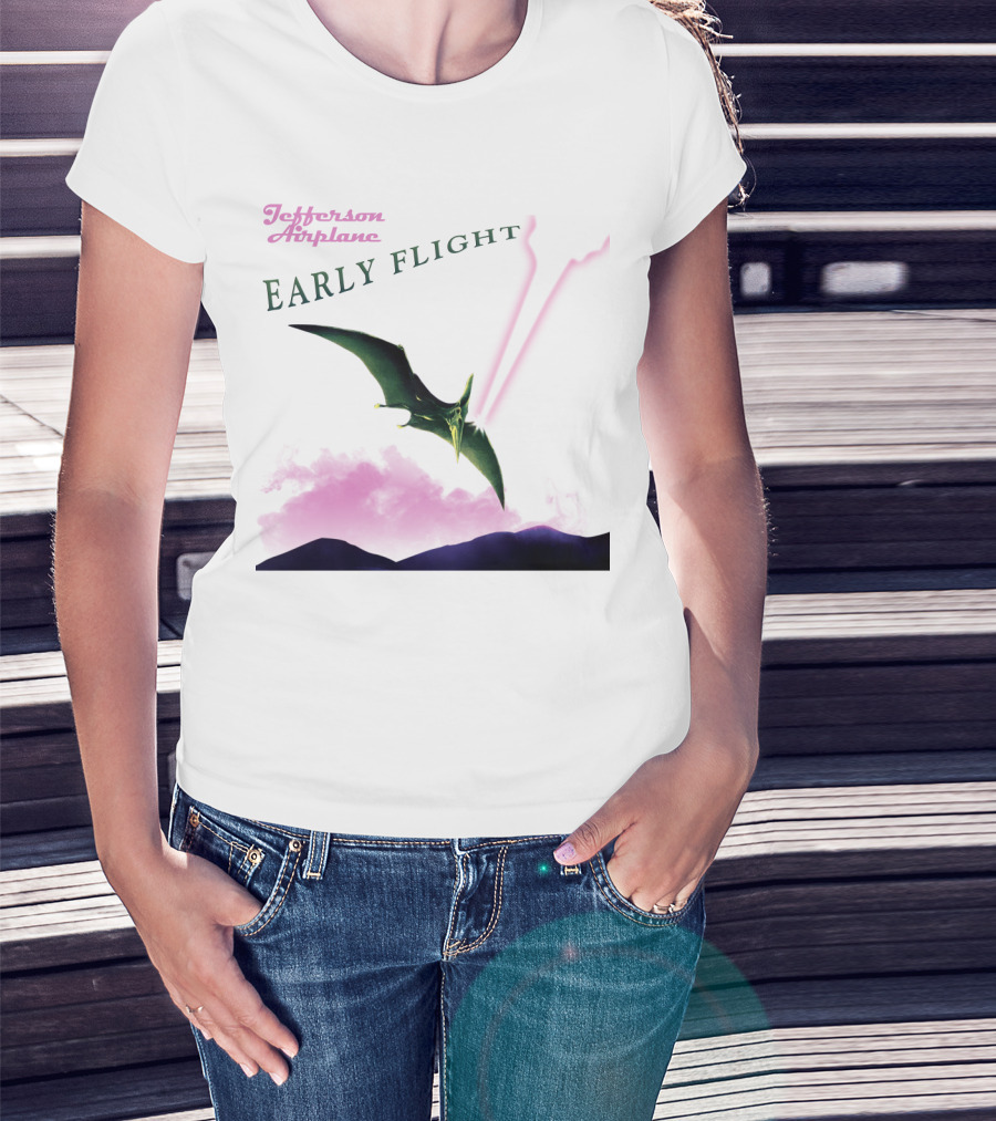 Jefferson Airplane Early Flight Pterosaur Pink Cloud T-Shirt