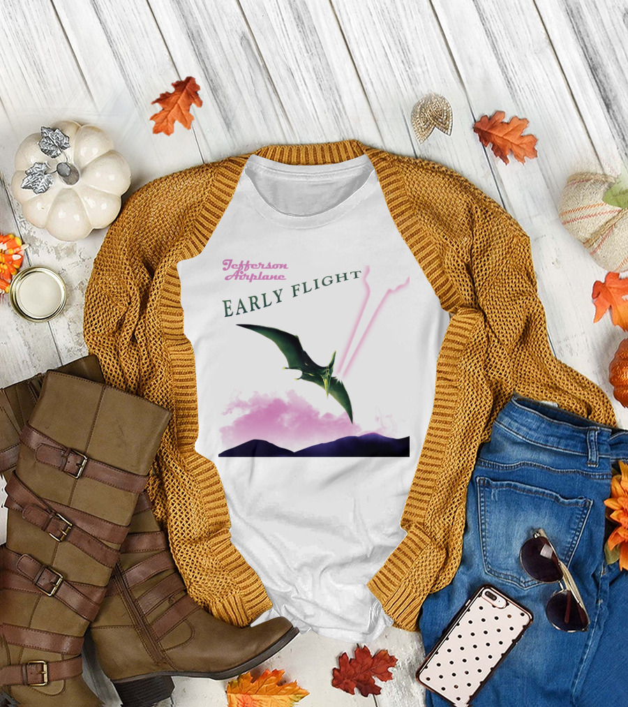 Jefferson Airplane Early Flight Pterosaur Pink Cloud T-Shirt