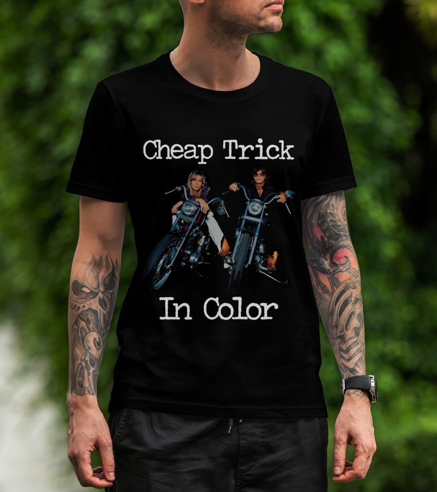 Cheap Trick In Color Motorcycle Duo T-Shirt