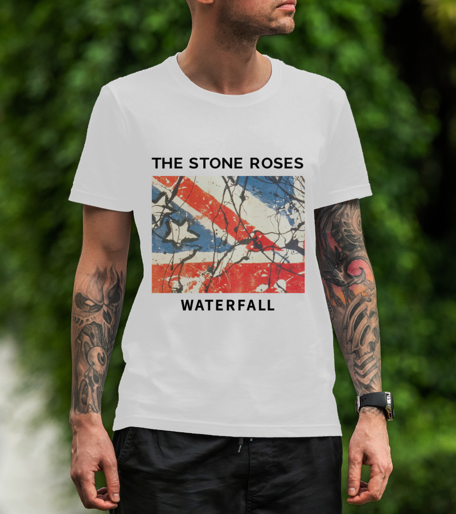 The Stone Roses Waterfall Union Jack Splatter Art T-Shirt