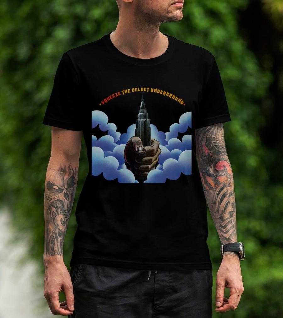 Squeeze The Velvet Underground Clouds And Hand With Skyscraper T-Shirt