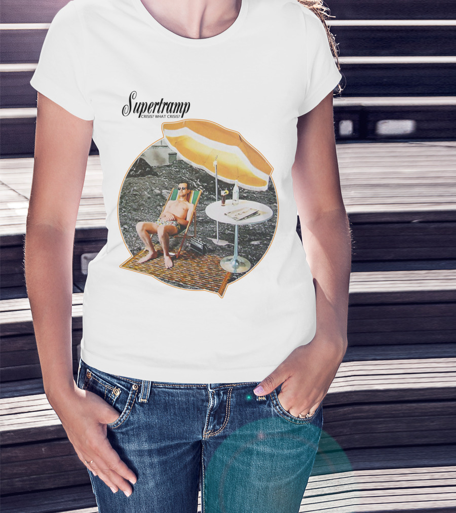 Supertramp Crisis? What Crisis? 1975 Album Art Beach Scene T-Shirt