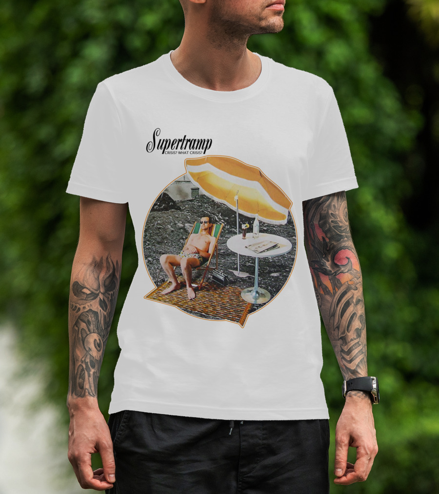 Supertramp Crisis? What Crisis? 1975 Album Art Beach Scene T-Shirt