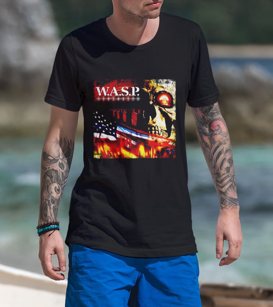 W.a.s.p. American Flag Skull T-Shirt