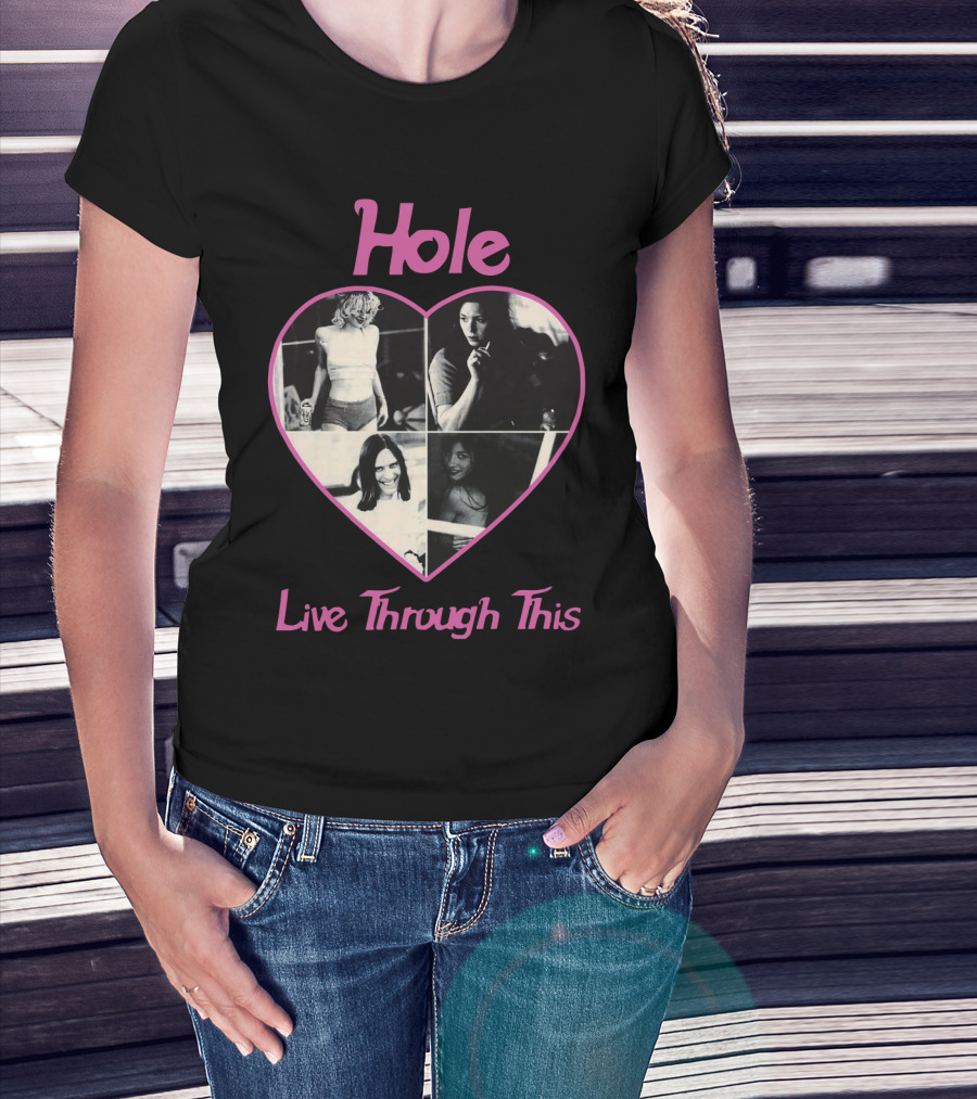 Hole Live Through This Heart Collage T-Shirt