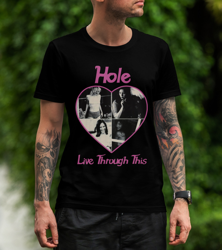 Hole Live Through This Heart Collage T-Shirt