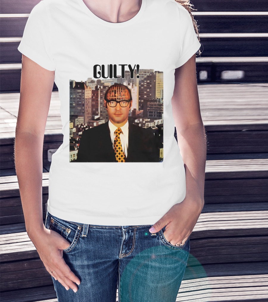 Guilty! Man With Cityscape Cage Head T-Shirt