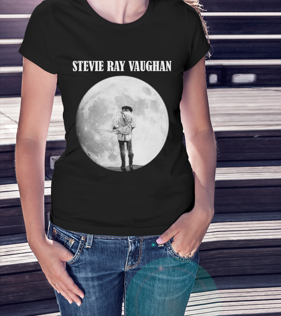Stevie Ray Vaughan Moon Guitar Silhouette T-Shirt