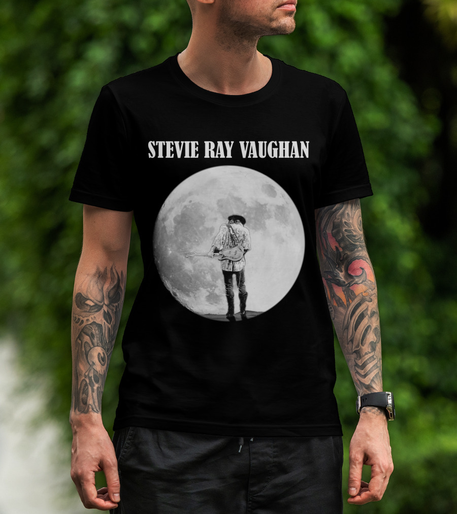 Stevie Ray Vaughan Moon Guitar Silhouette T-Shirt