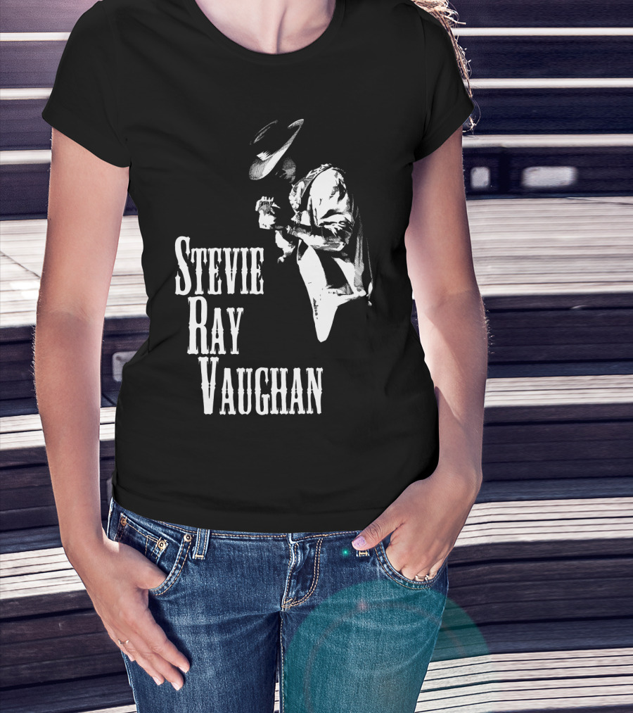 Stevie Ray Vaughan Black And White Silhouette T-Shirt