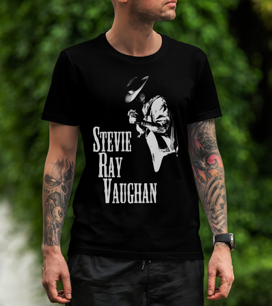 Stevie Ray Vaughan Black And White Silhouette T-Shirt