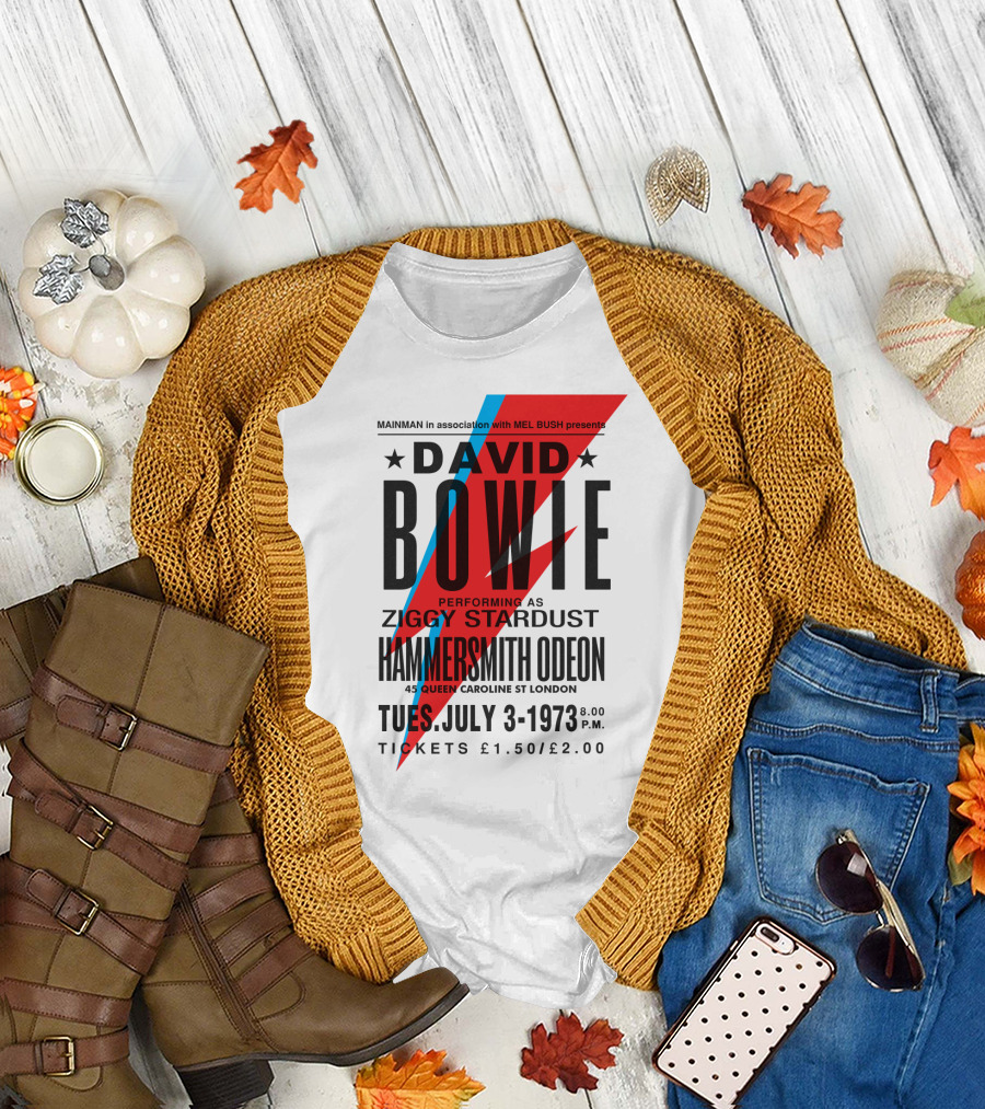 David Bowie Ziggy Stardust Hammersmith Odeon July 3 1973 Concert Poster T-Shirt