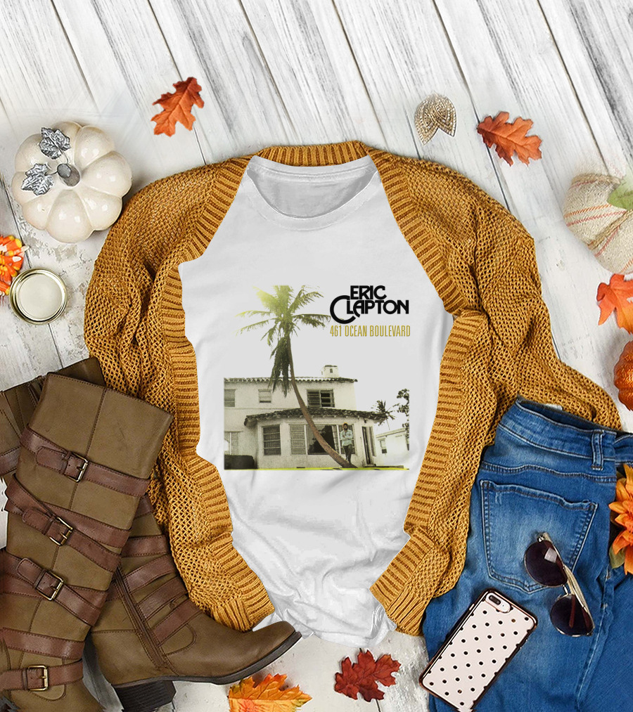 Eric Clapton 461 Ocean Boulevard Album Cover Palm Tree House T-Shirt