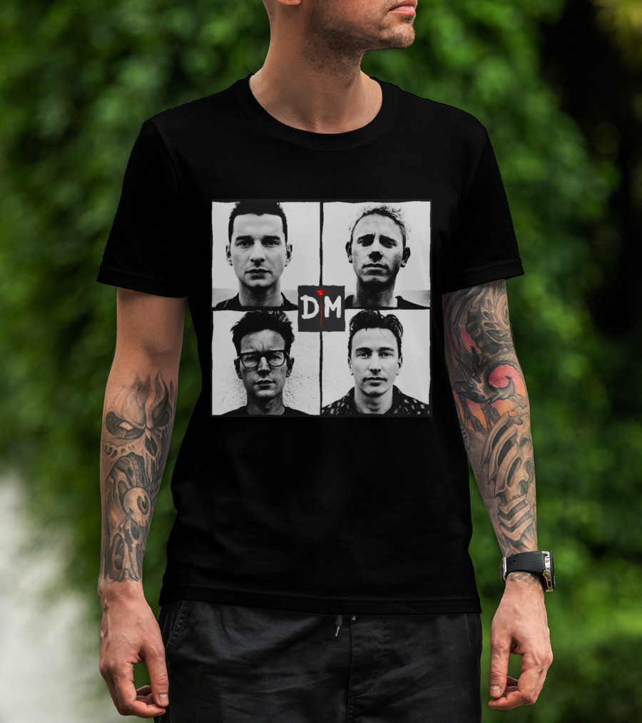 Depeche Mode Band Members Black And White Square Grid D M T-Shirt