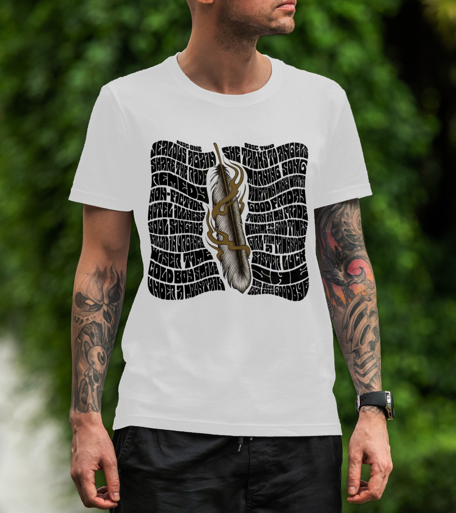 Serious Poetry She Talks To Angels Remedy Cold Roses Feather Artwork T-Shirt