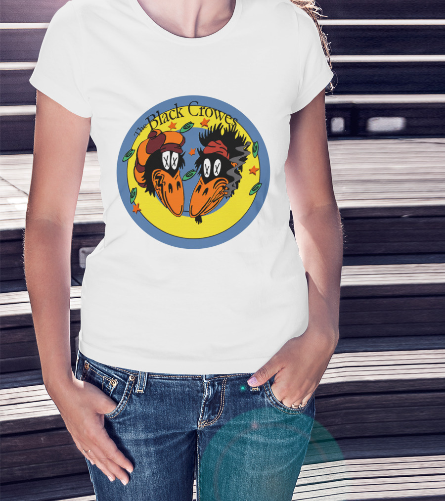 The Black Crowes Cartoon Birds Circle Stars T-Shirt