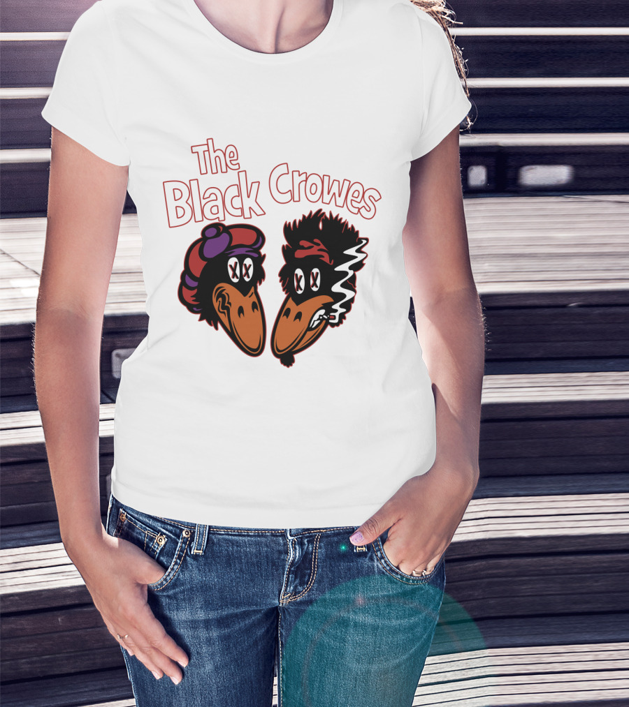 The Black Crowes Cartoon Band Logo Two Characters Smoking T-Shirt