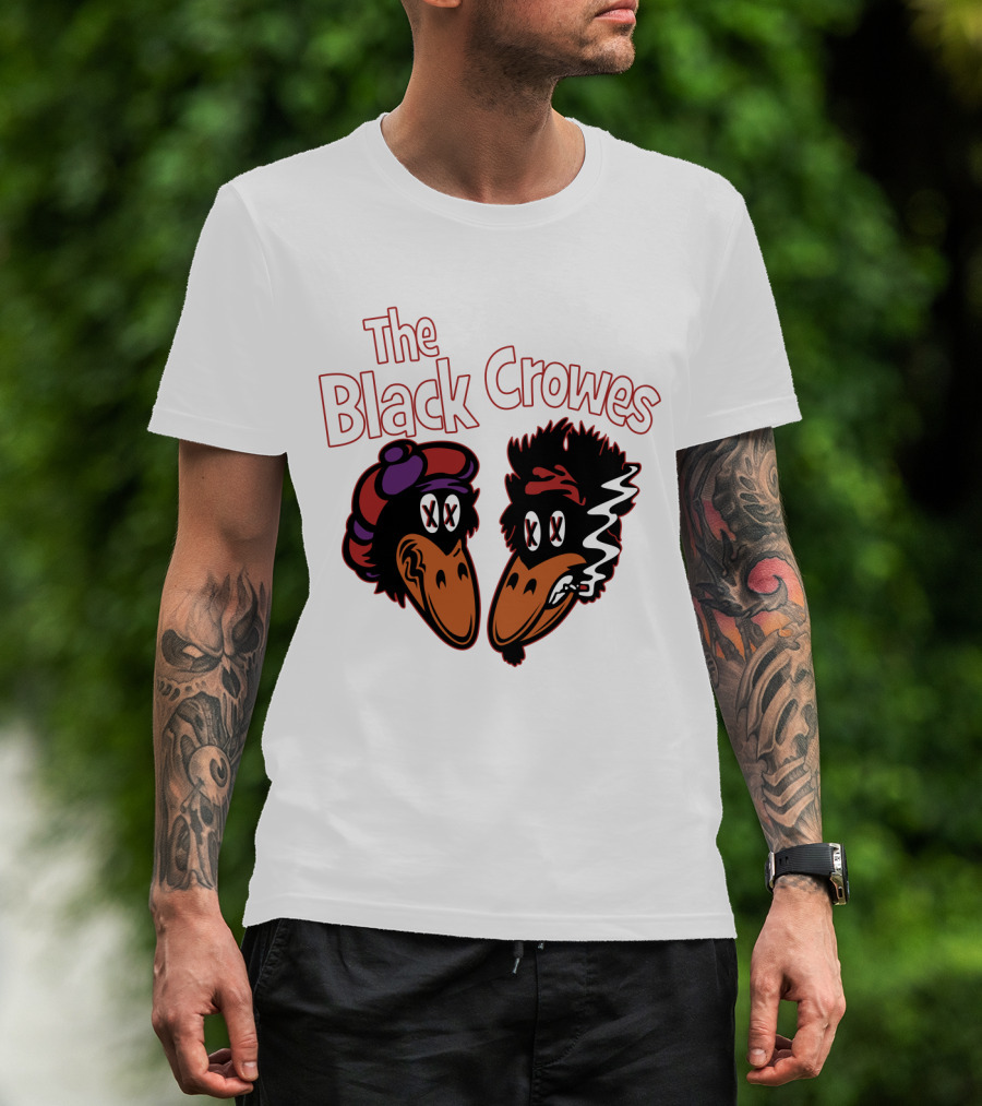 The Black Crowes Cartoon Band Logo Two Characters Smoking T-Shirt