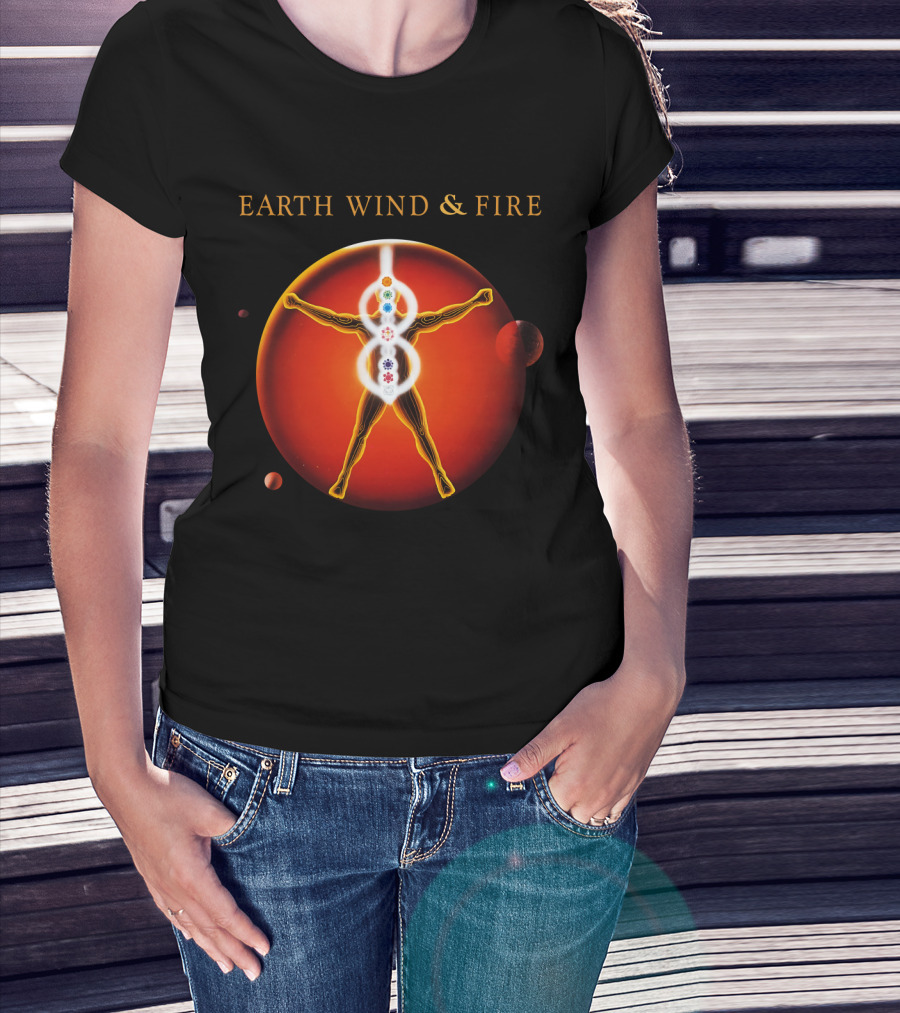 Earth Wind & Fire Ewf Human Chakra On Planet Red T-Shirt