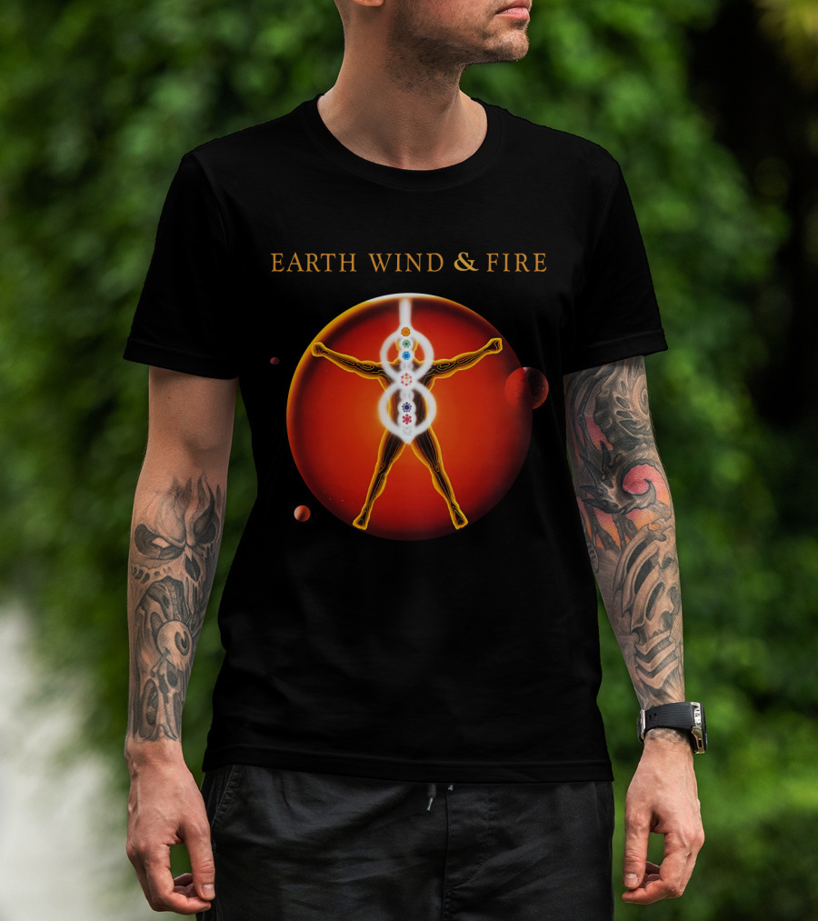 Earth Wind & Fire Ewf Human Chakra On Planet Red T-Shirt
