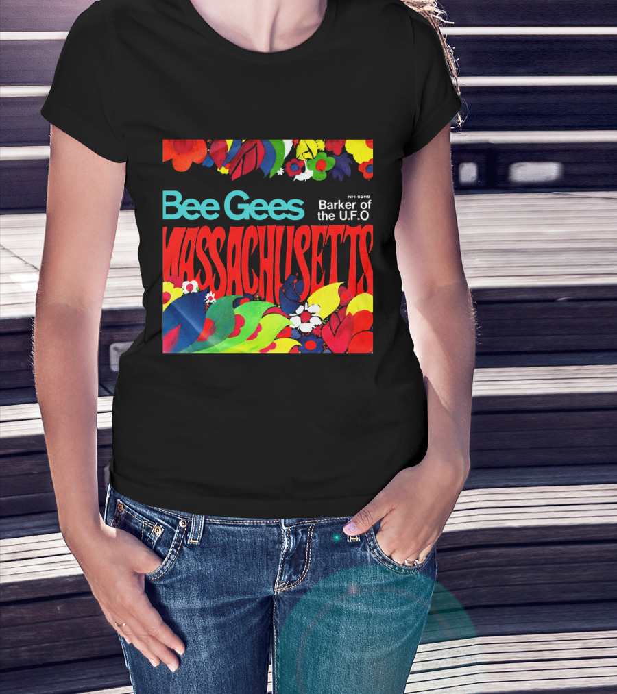 Bee Gees Massachusetts Barker Of The U.f.o. Floral Psychedelic Theme T-Shirt