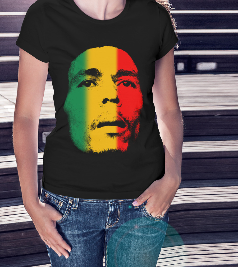 Bml Rasta Face Green Yellow Red T-Shirt