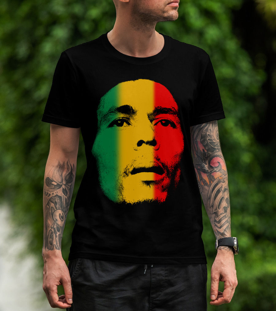 Bml Rasta Face Green Yellow Red T-Shirt