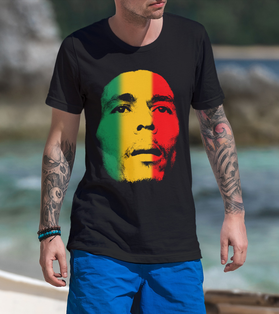 Bml Rasta Face Green Yellow Red T-Shirt