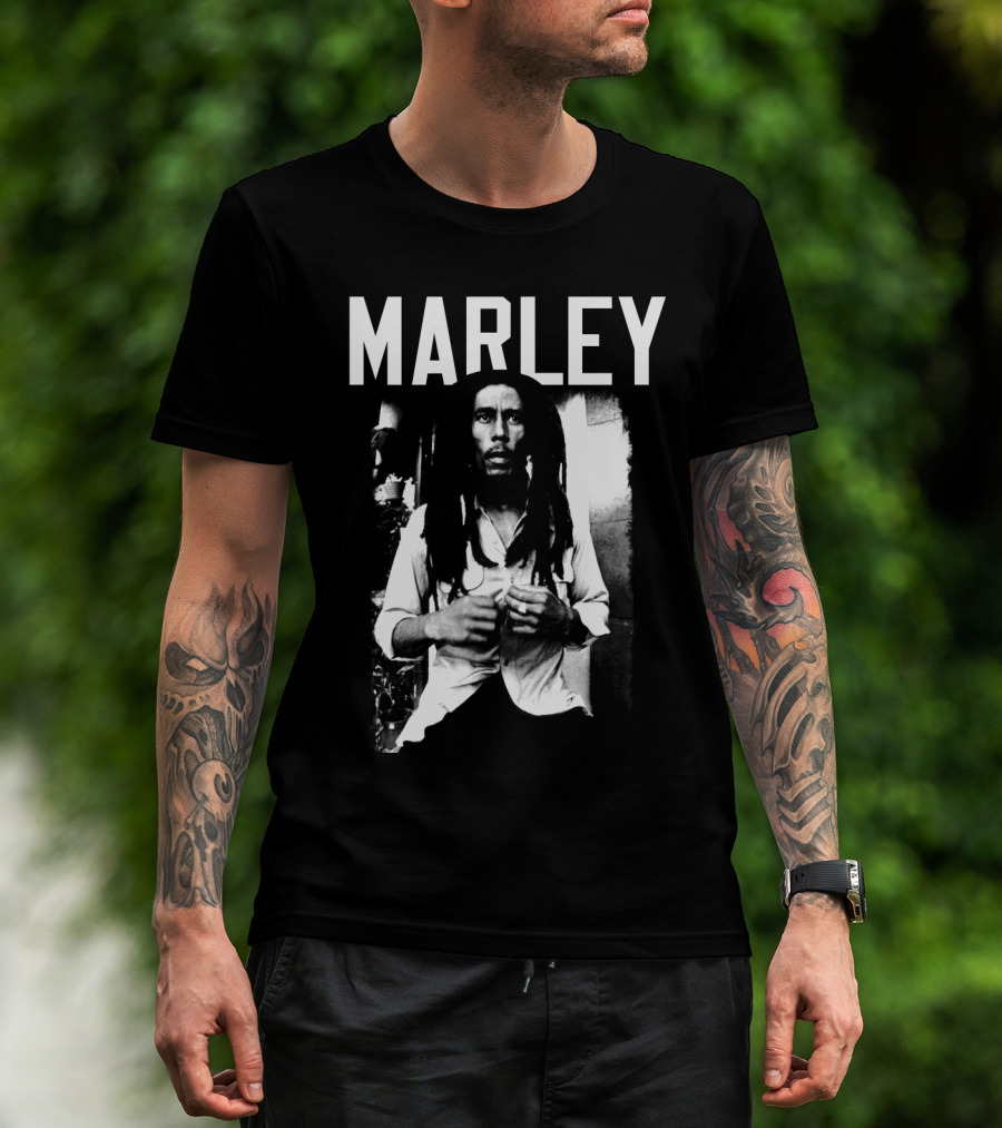 Marley Reggae Legend Iconic Portrait Black And White T-Shirt