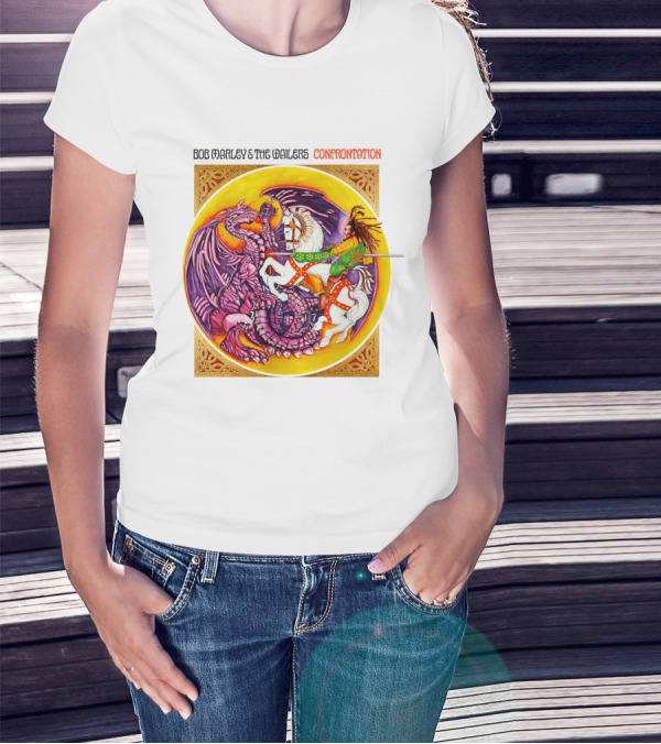 Bob Marley And The Wailers Confrontation Album Cover Dragon And Knight T-Shirt