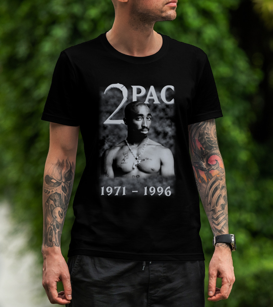 2Pac 1971-1996 Tribute Featuring Iconic Black And White T-Shirt