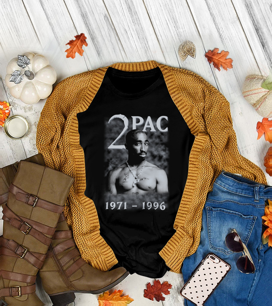 2Pac 1971-1996 Tribute Featuring Iconic Black And White T-Shirt