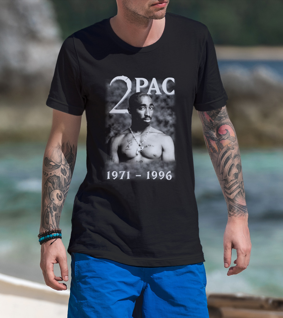 2Pac 1971-1996 Tribute Featuring Iconic Black And White T-Shirt