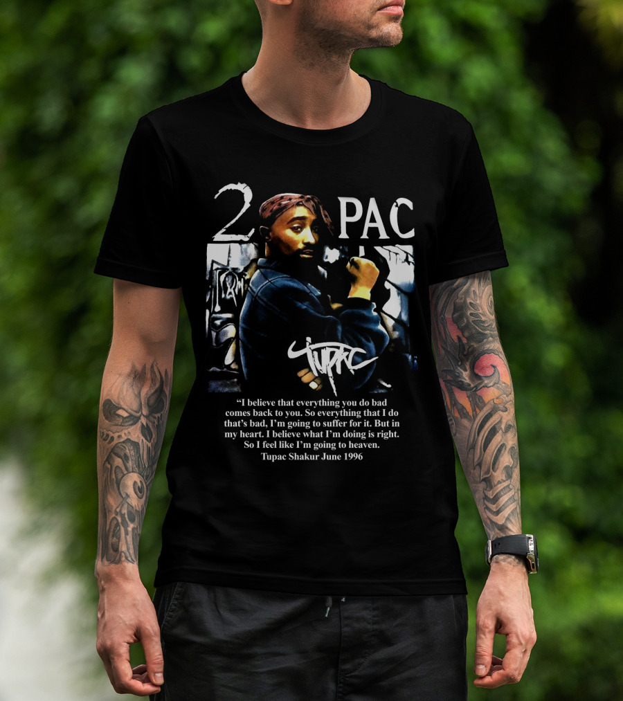 2Pac Shakur Quote June 1996 Graffiti Portrait T-Shirt